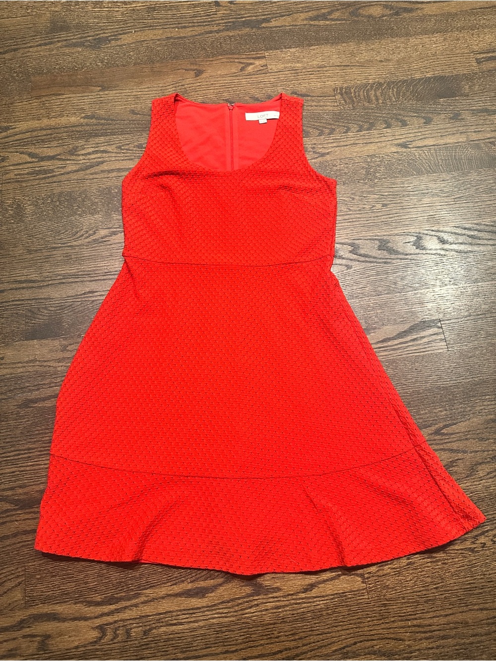 LOFT Red Textured Sleeveless Mini Dress